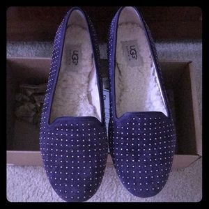 UGG Gold Studded Purple Suede Flats